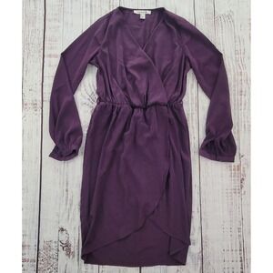 Forever 21 Purple Faux Wrap Surplice Long Sleeve Dress Women's S